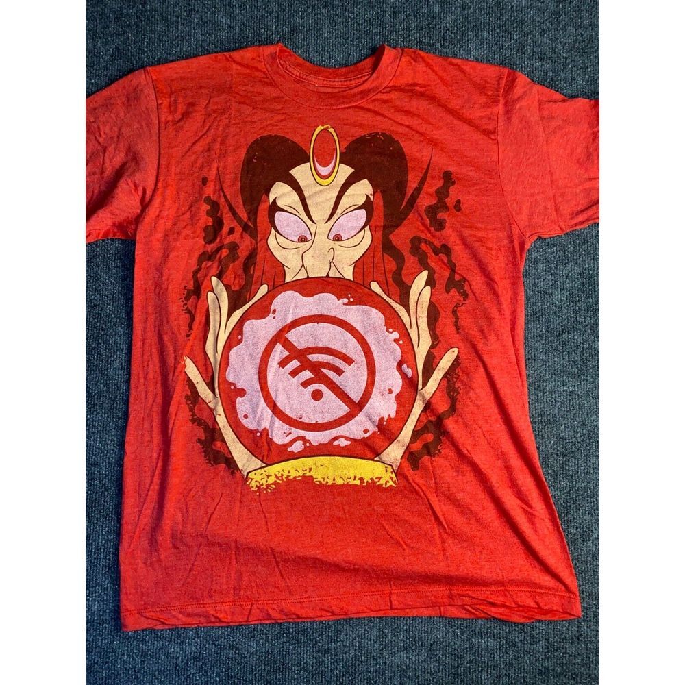 Disney Parks T Shirt Mens Medium Red Jafar Aladdin Cotton Short Sleeve Crew Neck